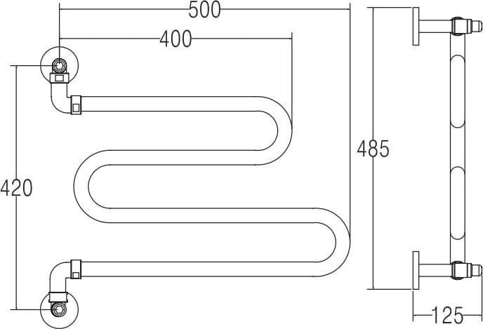 Схема полотенцесушитель водяной Margaroli Vento 406 бронза 406OB