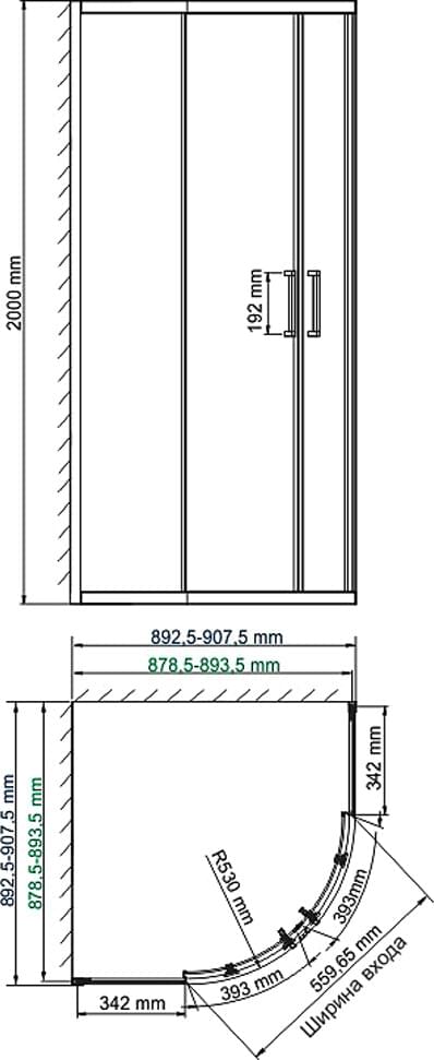 Схема душевой уголок Wasserkraft Dill 61S01