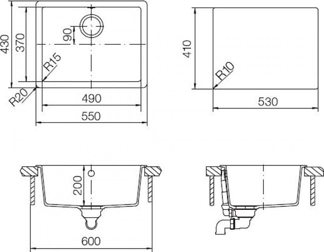 Схема мойка кухонная Schock Soho 60 (N-100) магнолия 700846