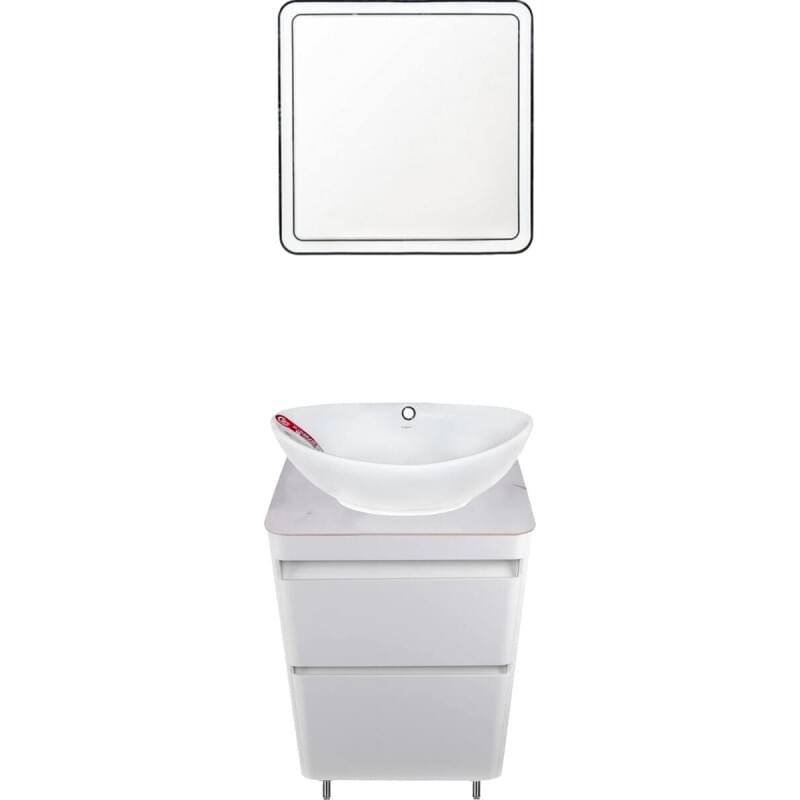 Мебель для ванной Style Line Атлантика 60 Люкс Plus, напольная, антискрейч, белый глянцевый мрамор СС-00002208