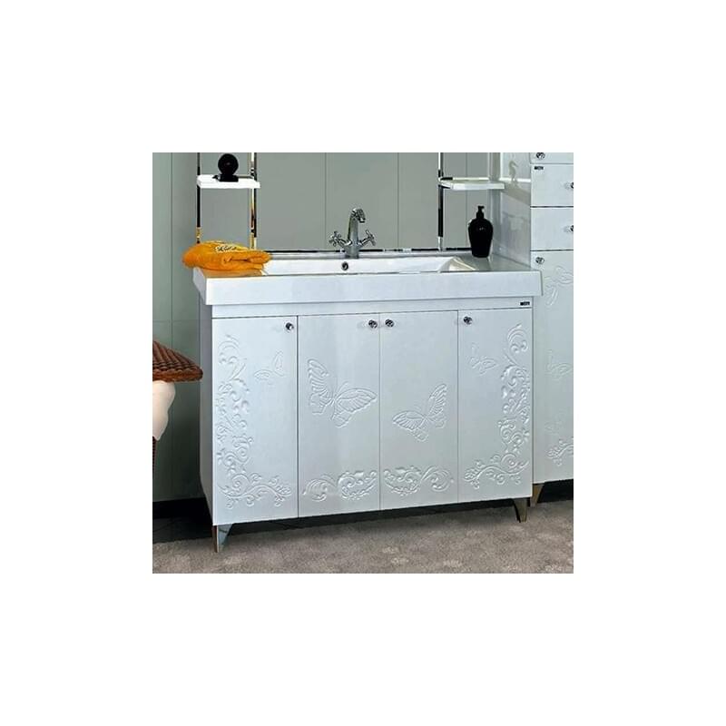 Тумба с раковиной Misty Вирджиния Бабочка 105 белая фактурная