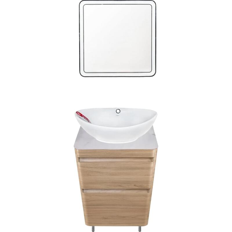Мебель для ванной Style Line Атлантика 60 Люкс Plus, напольная, ясень перламутр, белый глянцевый мрамор СС-00002216